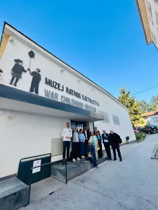 A tour group outside the War Childhood Museum