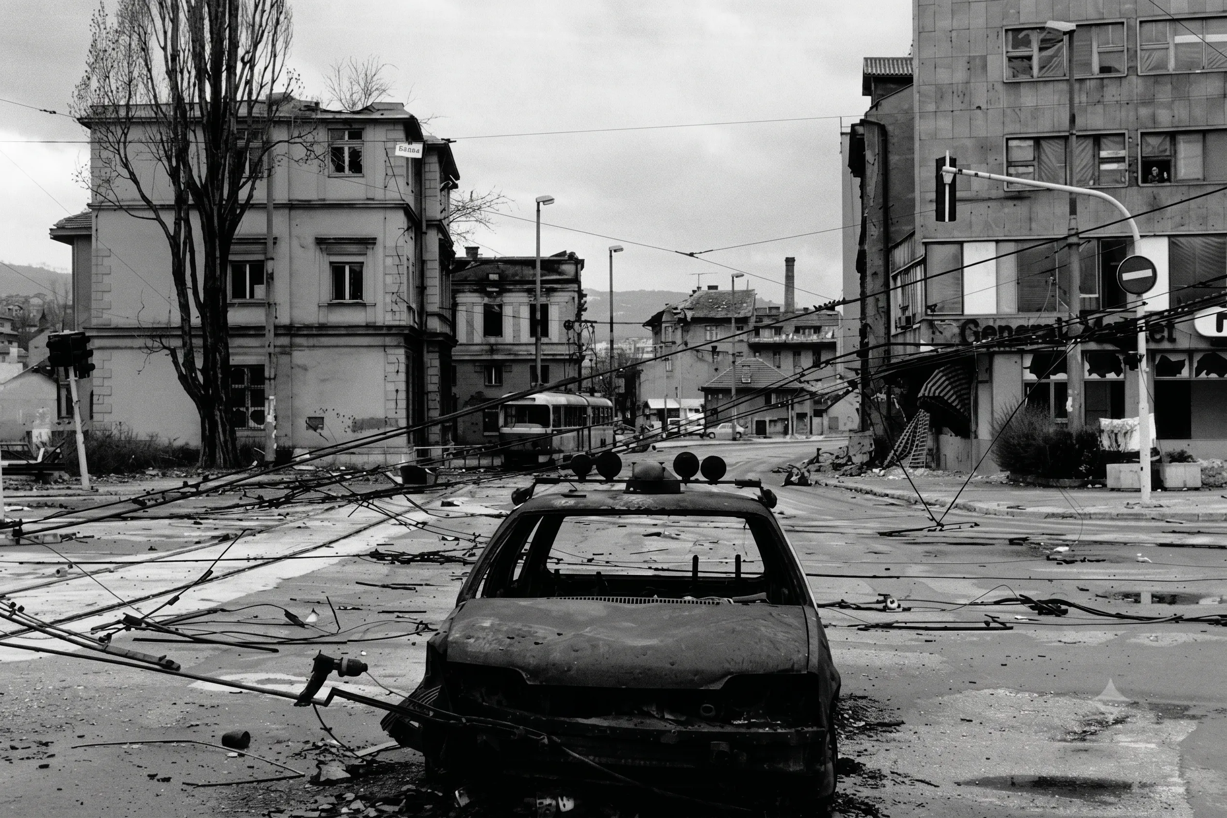 A Sarajevo Rose memorial marking a mortar impact
